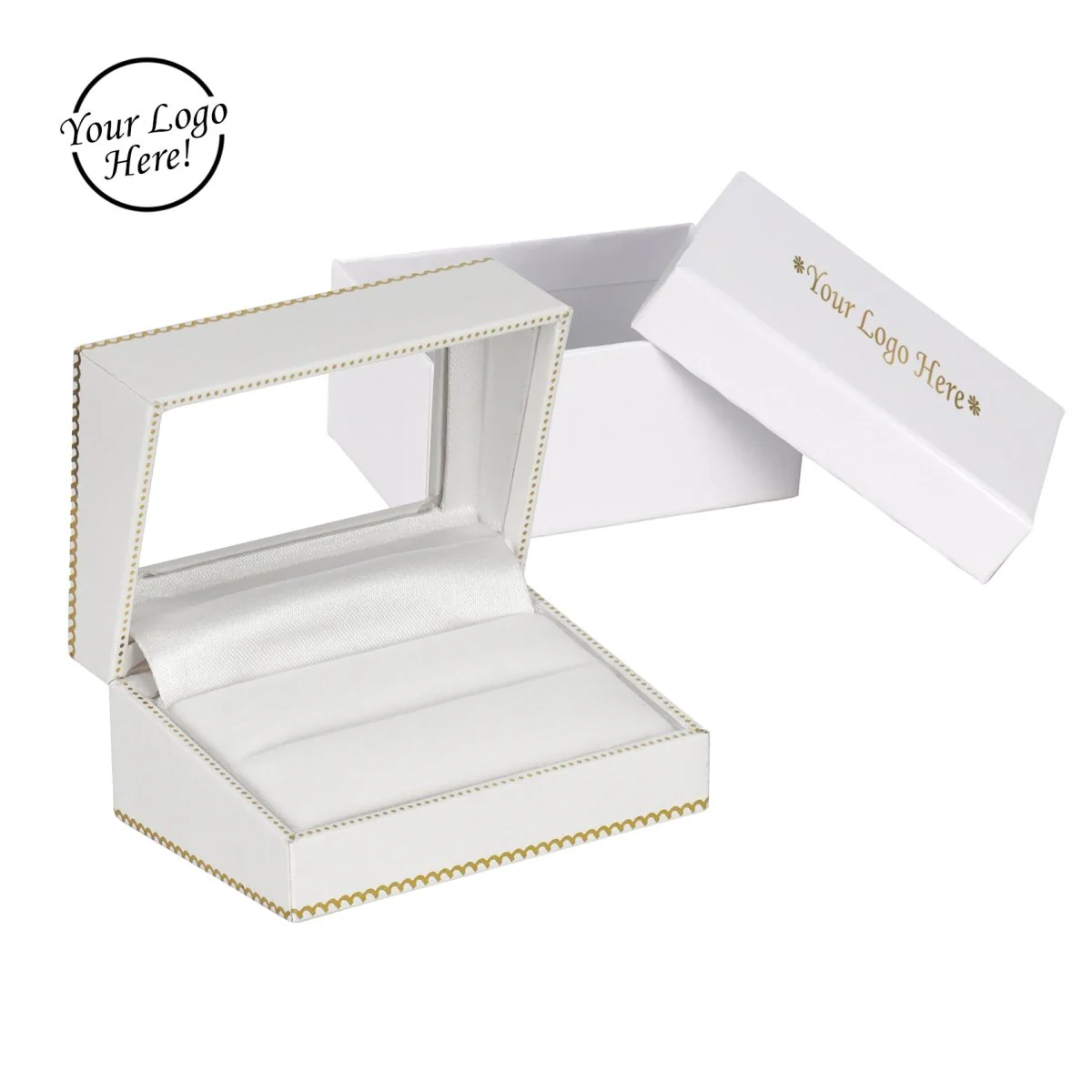 Window Leatherette Double Ring Box - Image 4